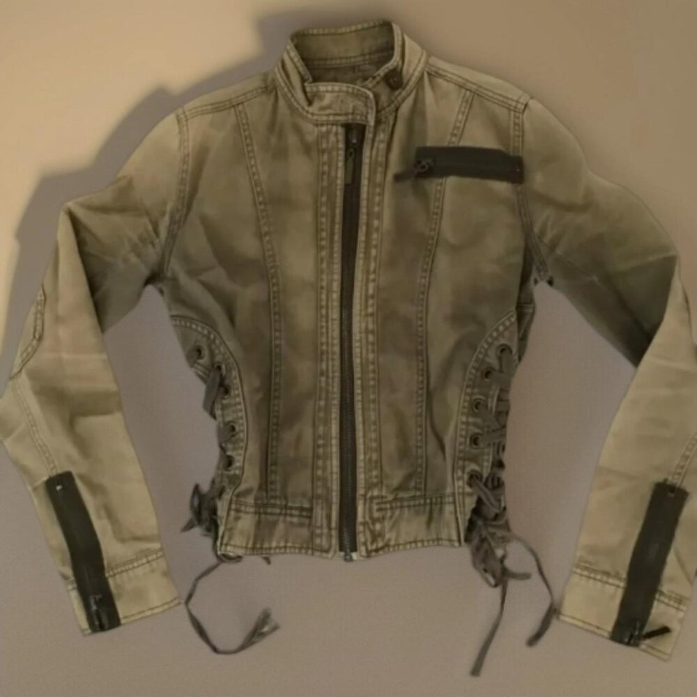 Y2K Retro Army Green Zipper Jacket